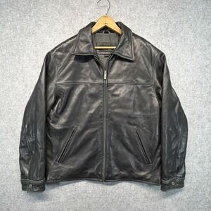 Guess Black Leather Jacket Biker Size Mens Medium